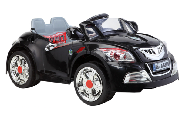 6v Ride On Black Muscle Roadster Car with Parental Controls