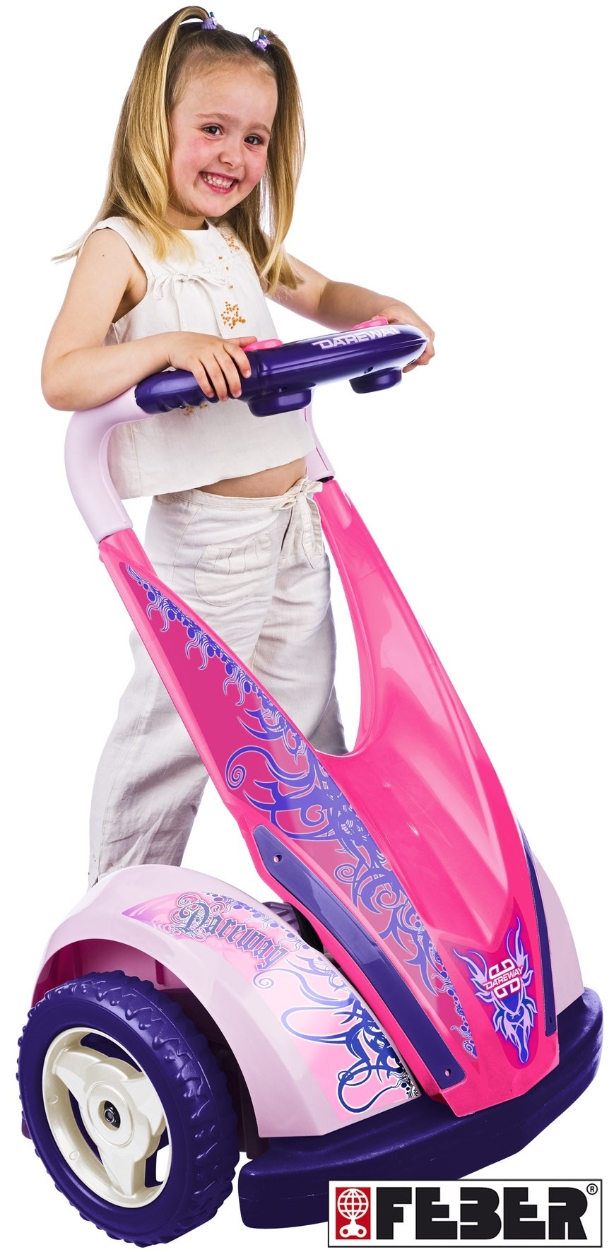 Girls 12v Pink Feber Ride-On Scooter