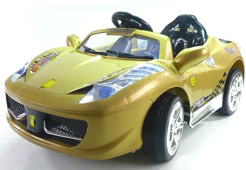 Gold Ferrari 458 Style Kids 6v Ride On with Remote Function