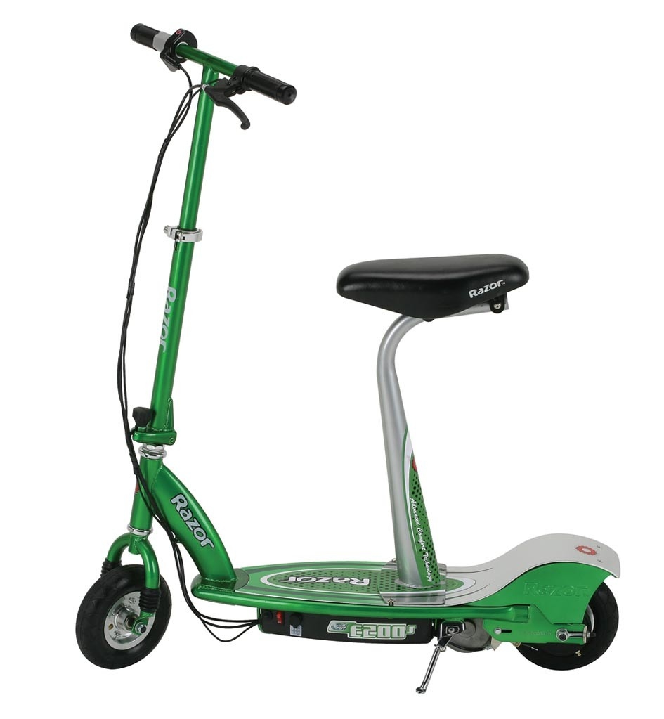 Green Razor E200S Electric Scooter with Seat
