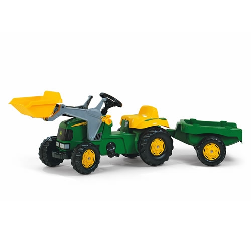 John Deere Pedal Tractor with Loader and Trailer