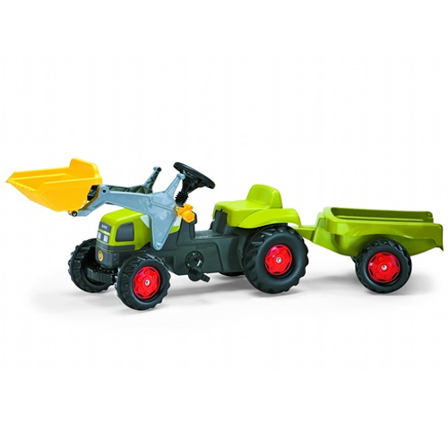Kids Green Ride On Pedal Digger With Trailer