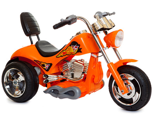 Orange 12v Battery Powered Child's Sit-On Harley Motorbike